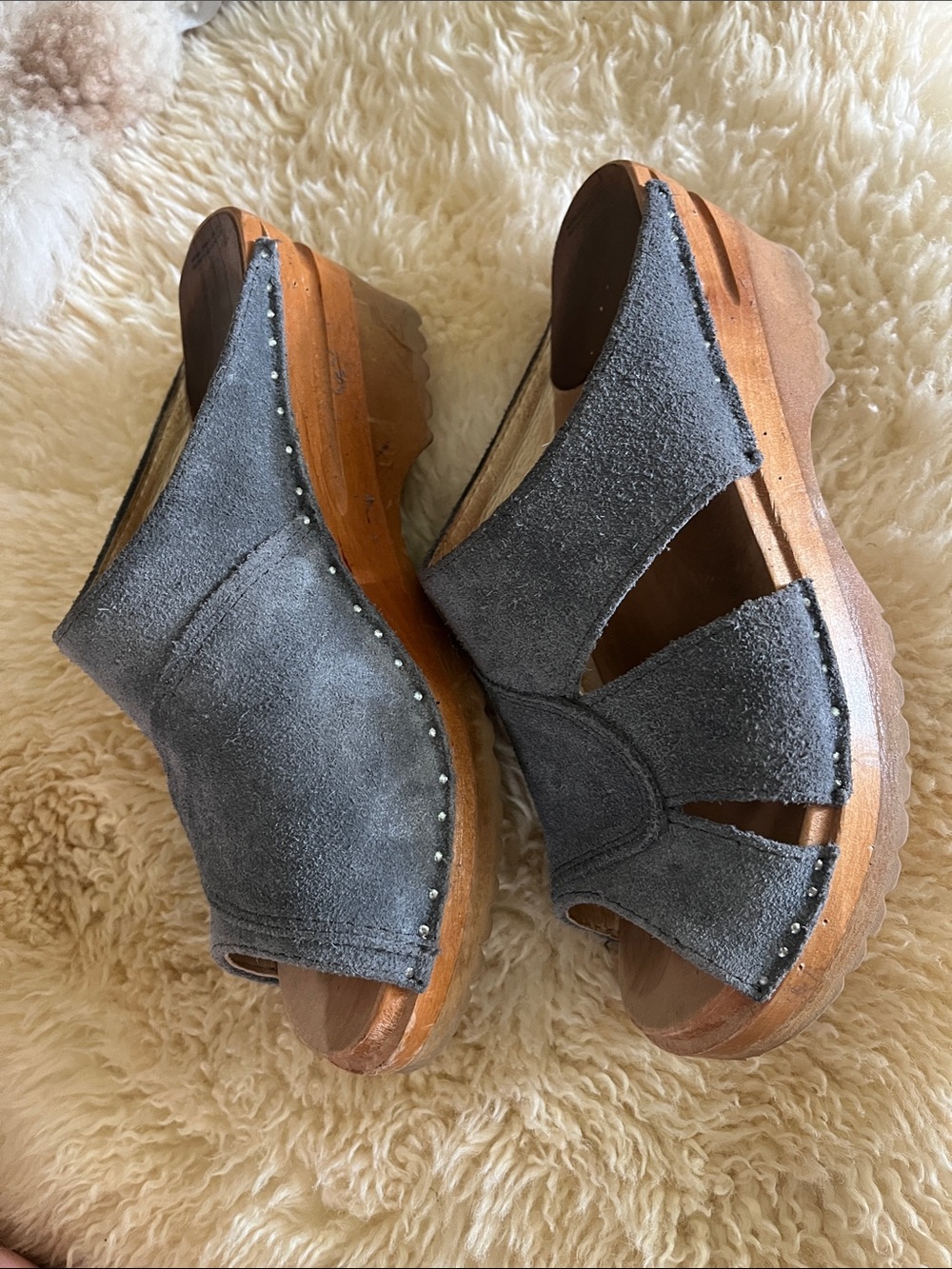 Troentorp Grey Suede Clog Sandals 36